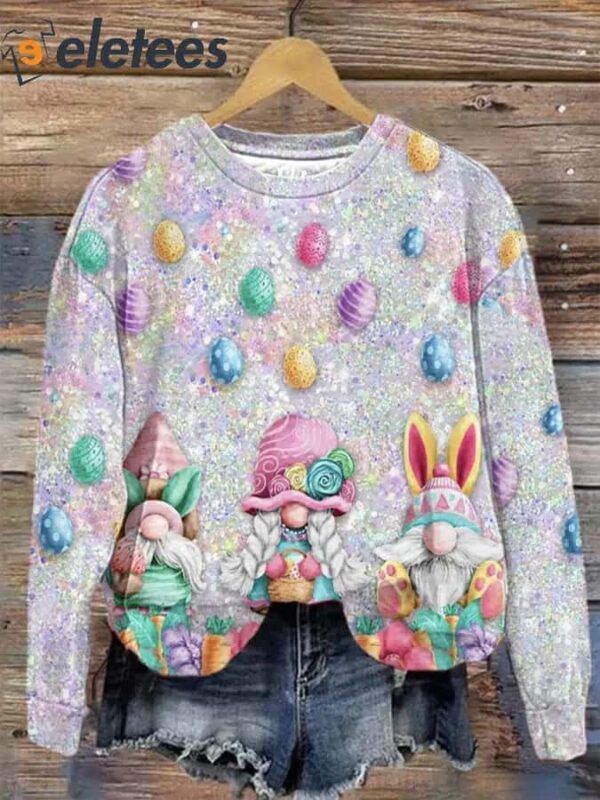 Women’s Happy Easter Print Casual Sweatshirt