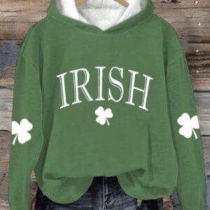 Women’s Irish Clover Print Hoodie Sweatshirt