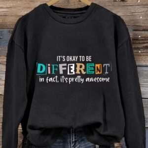 Womens Its OK To Be Different Autism Awareness Printed Sweatshirt