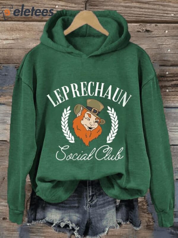 Women’s Leprechaun Social Club St Patrick’s Day Printed Hoodie