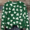 Women’s Lucky Clover Print Crew Neck Sweatshirt