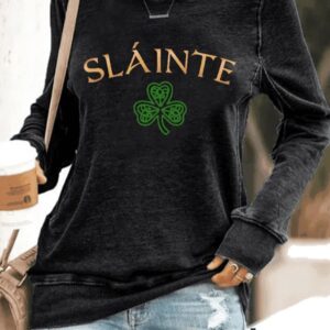 Womens Slainte St Patricks Day Print Sweatshirt