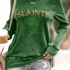 Womens Slainte St Patricks Day Print Sweatshirt1