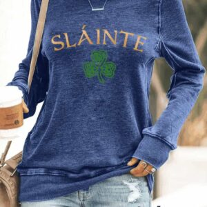 Womens Slainte St Patricks Day Print Sweatshirt2