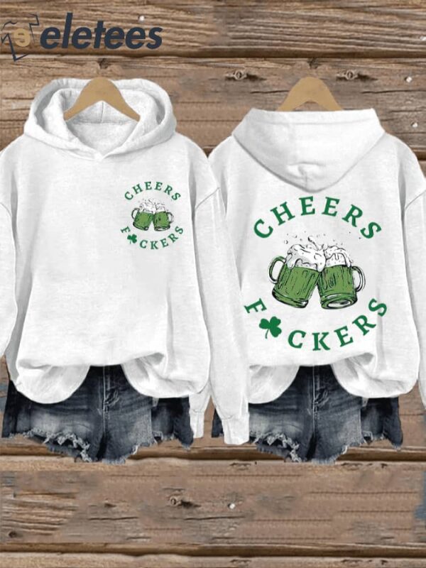 Women’s St. Patrick’s Day Funny Cheers Shamrock Casual Hoodie