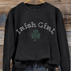 Womens St Patricks Day Irish Girl Print Crew Neck Sweatshirt