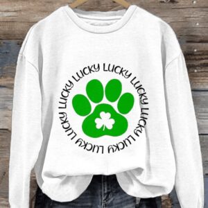 Womens St Patricks Day Lucky Printed Long Sleeve Sweatshirt1