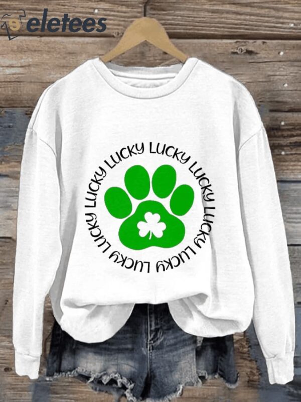 Women’s St. Patrick’s Day Lucky Printed Long Sleeve Sweatshirt