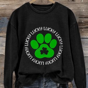 Womens St Patricks Day Lucky Printed Long Sleeve Sweatshirt2