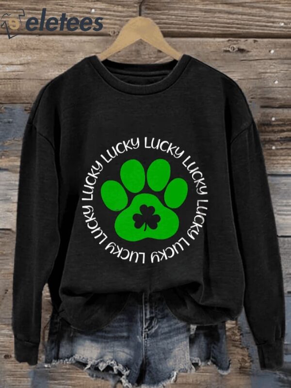 Women’s St. Patrick’s Day Lucky Printed Long Sleeve Sweatshirt