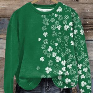 Women’s St. Patrick’s Day Lucky Shamrock Print Sweatshirt