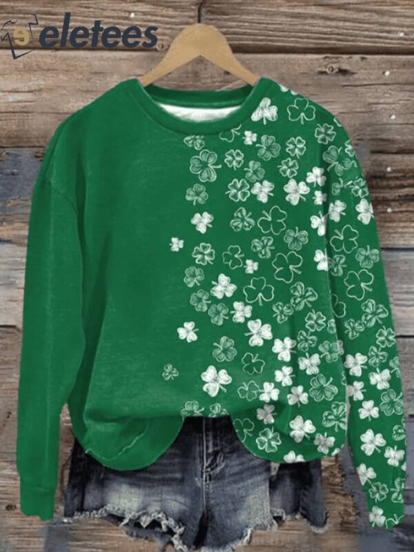 Women’s St. Patrick’s Day Lucky Shamrock Print Sweatshirt