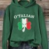 Women’s St. Patrick’s Day O’Talian Shamrock Printed Hoodie