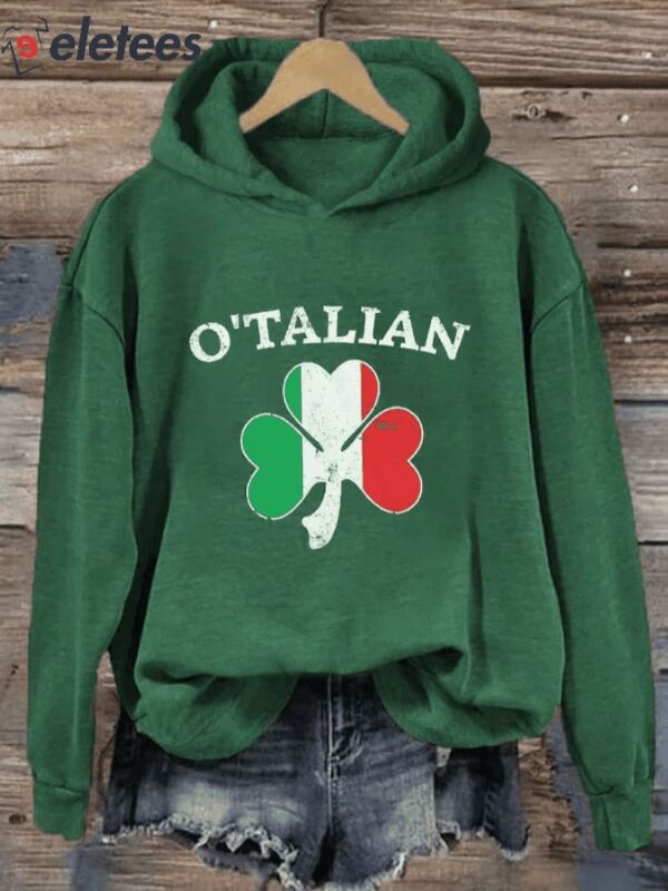 Women’s St. Patrick’s Day O’Talian Shamrock Printed Hoodie