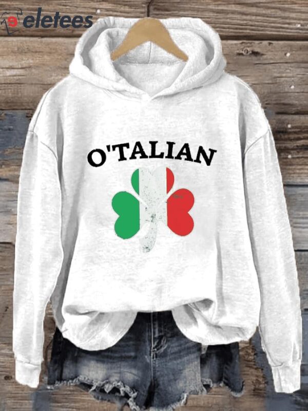 Women’s St. Patrick’s Day O’Talian Shamrock Printed Hoodie