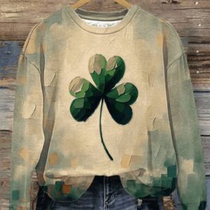Women’s St. Patrick’s Day Oil Painting Print Casual Sweatshirt