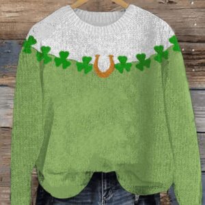 Women’s St. Patricks Day Print Round Neck Sweater