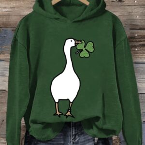 Womens The Duck Stole The Clover Print Hoodie
