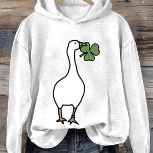 Womens The Duck Stole The Clover Print Hoodie1