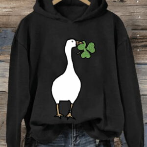 Womens The Duck Stole The Clover Print Hoodie2