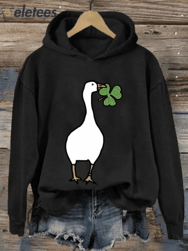 Women’s The Duck Stole The Clover Print Hoodie