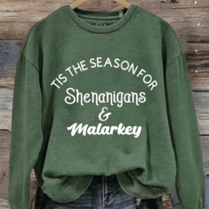 Womens Tis The Season For Shenanigans Malarkey Round Neck Sweatshirt