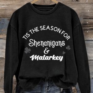 Womens Tis The Season For Shenanigans Malarkey Round Neck Sweatshirt1