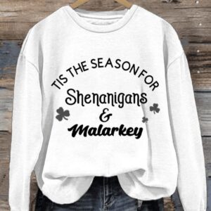 Womens Tis The Season For Shenanigans Malarkey Round Neck Sweatshirt2