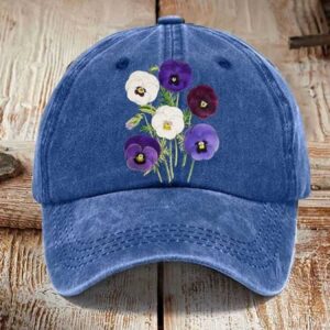 Alzheimers Purple Floral Retro Hat1