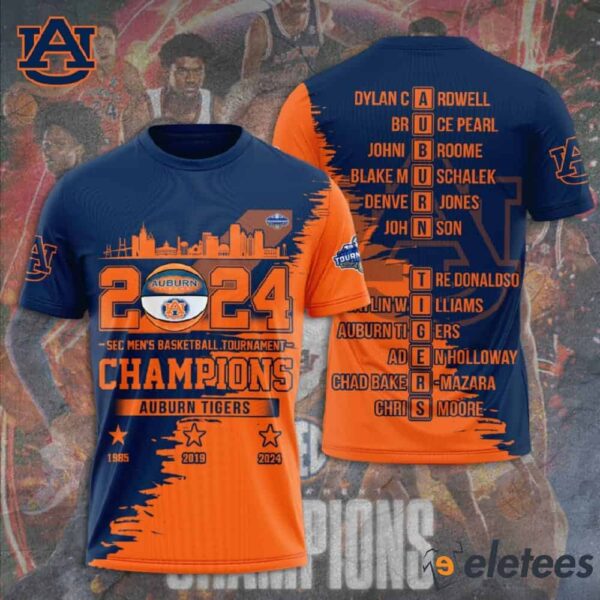 Auburn SEC Men’s Basketball Tournament Champions 2024 3D Shirt