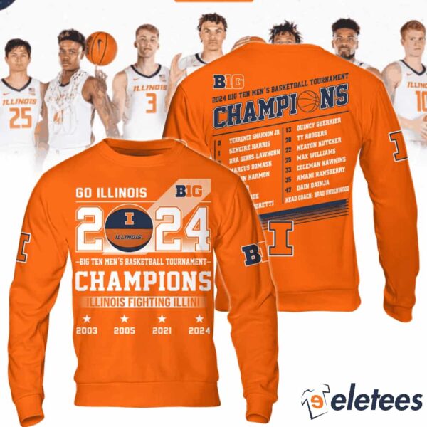 Big Ten Men’s Basketball Tournamet Champions 2024 Go Illinois Shirt