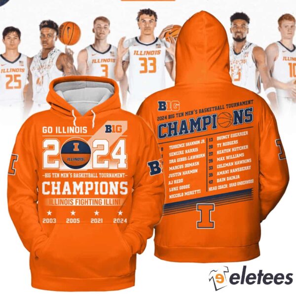 Big Ten Men’s Basketball Tournamet Champions 2024 Go Illinois Shirt