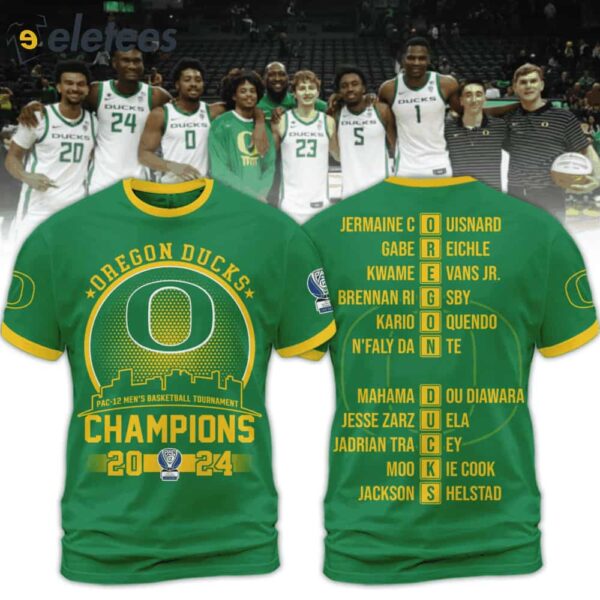 Ducks 2024 Pac-12 Men’s Basketball Champions 3D Shirt