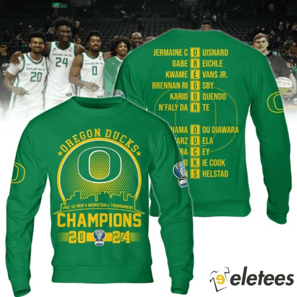 Ducks 2024 Pac-12 Men’s Basketball Champions 3D Shirt