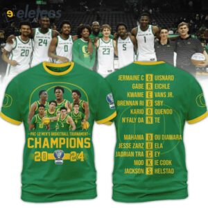 Ducks 2024 Pac 12 Mens Basketball Tournament Champions Shirt