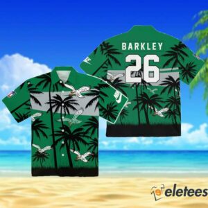 Eagles Saquon Barkley Kelly Green Hawaiian Shirt 3