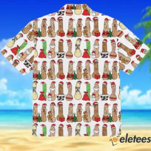 Fun Christmas Cocks Print Casual Button Up Hawaiian Shirt 2