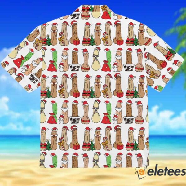 Fun Christmas Cocks Print Casual Button Up Hawaiian Shirt