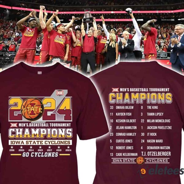 Go Cyclones 2024 Big 12 Men’s Basketball Tournament Champions Shirt