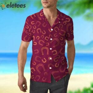 Kentucky Derby Brown Line Horseshoe Trendy Hawaiian Shirt 3