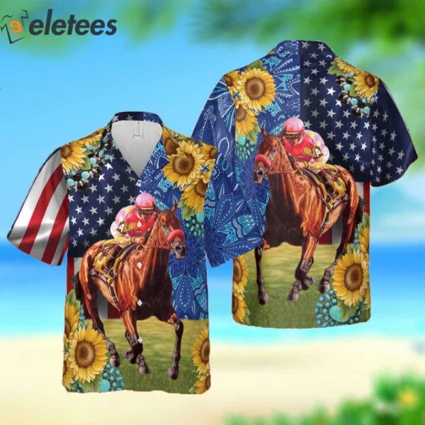 Kentucky Derby Gaur Sunflower Horse Racing Hawaiian Shirt