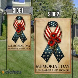 Memorial Day Remember And Honor Ribbon Poppy Flag