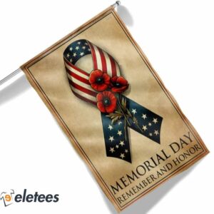 Memorial Day Remember And Honor Ribbon Poppy Flag