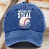 Retro Baseball Thou Shall Not Steal Unless You Can Beat The Throw Print Baseball Cap