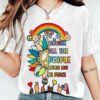 Retro Hippie Imagine All The People Living Life In Peace Print Shirt