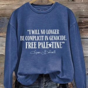 Retro I Will No Longer Be Complicit In Genocide Print Sweatshirt