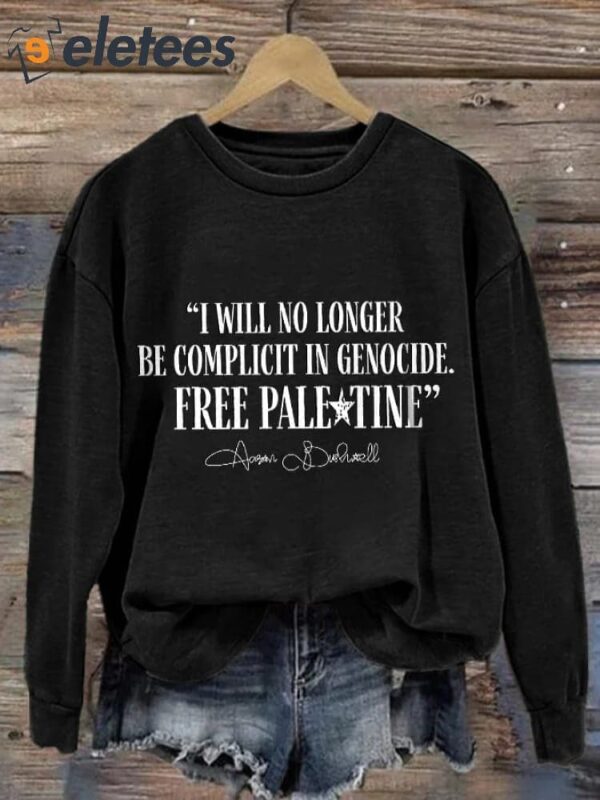 Retro I Will No Longer Be Complicit In Genocide Print Sweatshirt