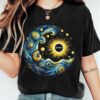 Retro Van Gogh Solar Eclipse Of April 8 2024 Print T-Shirt