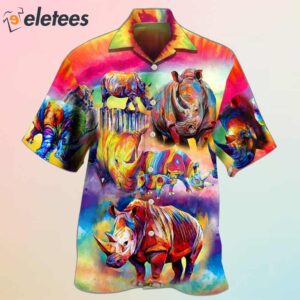 Rhino Painting Style So Much Cool Hawaiian Shirt