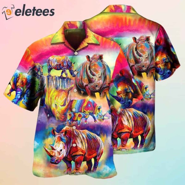 Rhino Painting Style So Much Cool Hawaiian Shirt